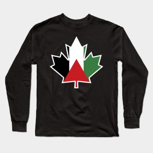 Palestine Canada Maple Leaf Designed with Palestinian Flag Long Sleeve T-Shirt